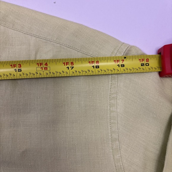 Banana Republic Green 100% Linen Standard Fit Short Sleeve Button Down Shirt XL - Picture 8 of 11